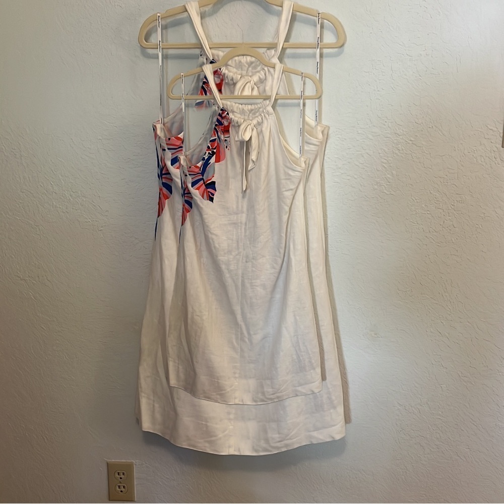 Womens Tommy Bahama Le Tigre Linen Blend Blue Pink White Floral Dress Size Large - Picture 2 of 4